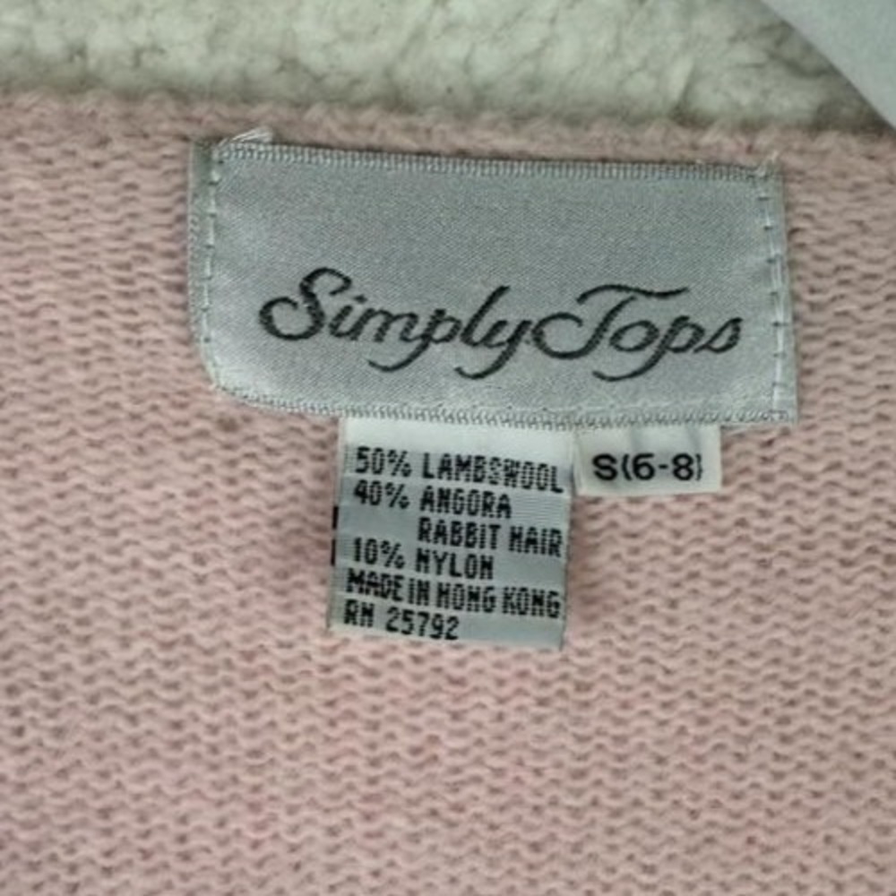 Vintage Simply Tops Sweater‎ Womens Small Pink V Neck Beaded Sequin Angora 80s - Picture 5 of 8